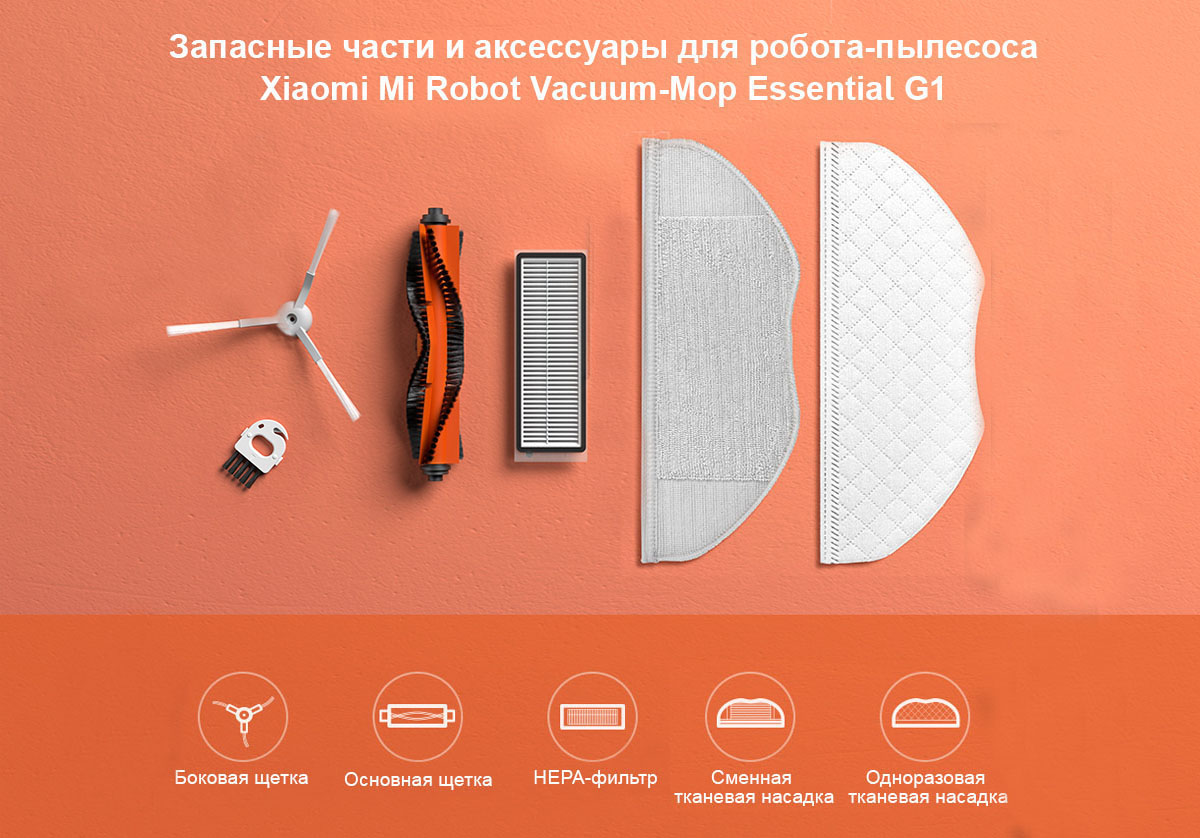 Запасные части и аксессуары для робота-пылесоса Xiaomi Mi Robot Vacuum-Mop Essential G1