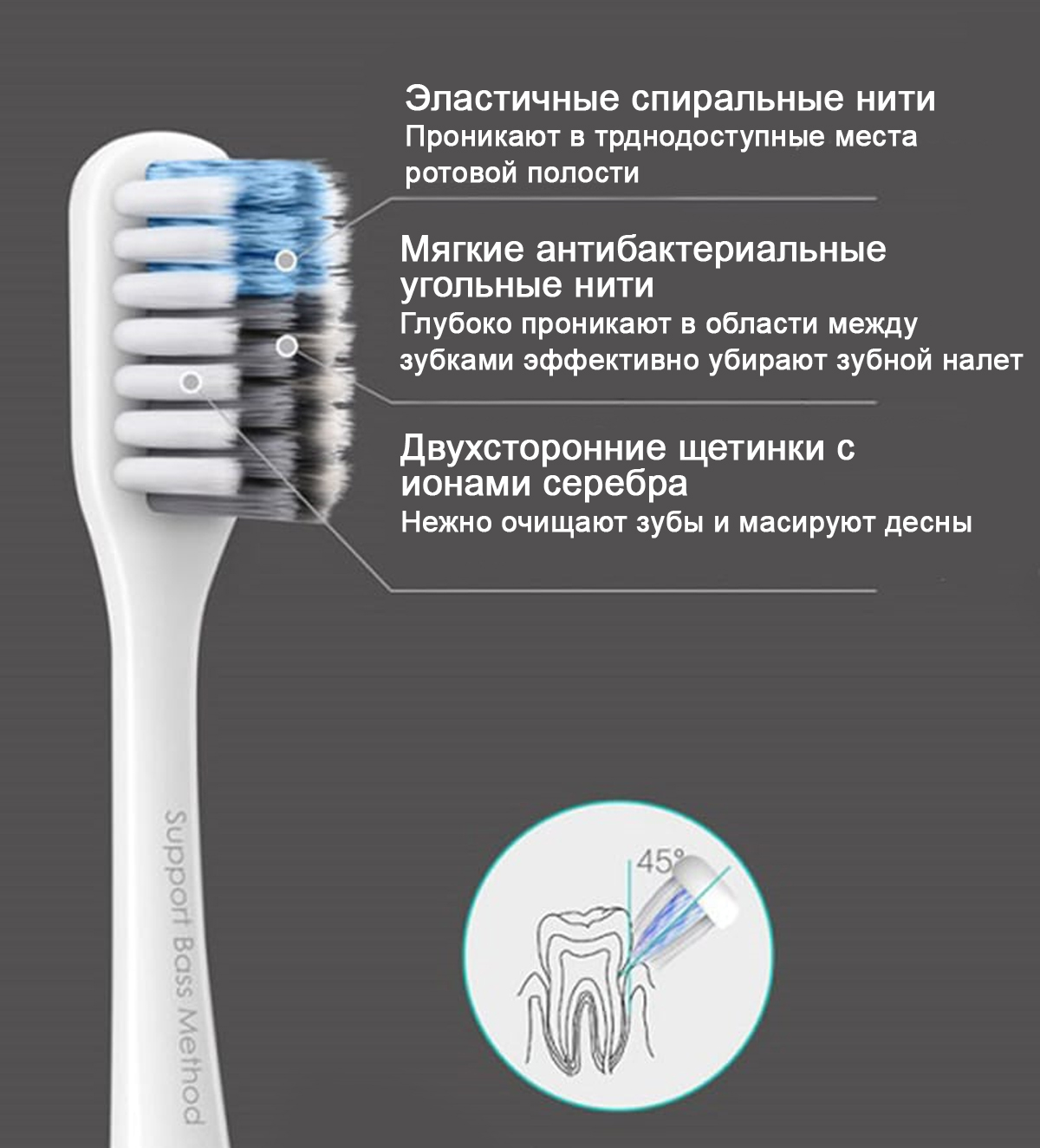 Зубная щетка Dr.Bei Bass Method Toothbrush Classic Pothook